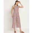 thumbnail image 6 of Moomaya Women's Printed Jumpsuit, Round Neck Sleeveless Wide Leg Cotton Jumpsuits, 6 of 8