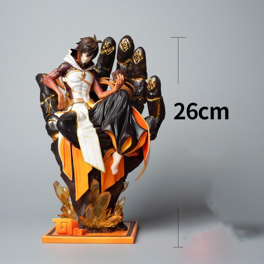 Zhongli Figure Sitting Five Finger Throne Zhongli Anime Figures 26cm/10.2inch PVC Handmade Game Model Statue Collectible Craft Gift