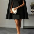 thumbnail image 3 of SCACTO Women's Cape Blazer Dress Elegant Solid Double-Breasted V-Neck Long Sleeve for Formal Banquet Outfit, 3 of 5