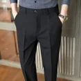 thumbnail image 5 of Pantalones de sastrería de negocios de verano holgados y ajustados para hombre, pantalones casuales holgados y delgados para oficina, pantalones vintage de alta calidad, venta estética, 5 of 5