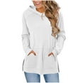 thumbnail image 2 of Yievot Womens Casual Hoodies Long Sleeve Fall Sweatshirts Solid Loose Side Slit Pullover Tops with Pocket, 2 of 8