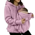 thumbnail image 2 of Mifsaly Maternity 2 In 1 Fuzzy Fleece Jacket Women Zip Up Thick Warm Hoodie Pregnant Hooded Winter Coat Thermal Teddy Coats Weather Baby Wearing Outerwear with Pockets XL, 2 of 5