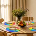 thumbnail image 3 of Round Placemats LGBT Ombre Rainbow 15 inch Set of 4 Table Mats for Dining Table Oil Painting Art Heat Resistant Non-Slip Kitchen & Home Decorative Place Mat Set, 3 of 8
