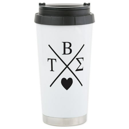 Beta Sigma Sorority - CafePress - Tau Beta Sigma Sorority Cross Heart Greek Letters - Stainless Steel Travel Mug, Insulated 16 oz. Coffee Tumbler