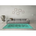 thumbnail image 3 of Ahgly Company Machine Washable Indoor Rectangle Oriental Turquoise Blue Traditional Area Rugs, 4' x 6', 3 of 4
