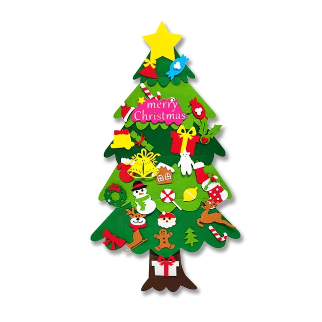 Naiovety Habilidades motoras finas con fieltro de bricolaje Árbol de Navidad El fieltro de regalo de Navidad es seguro y ecológico Kits de decoración para fiestas