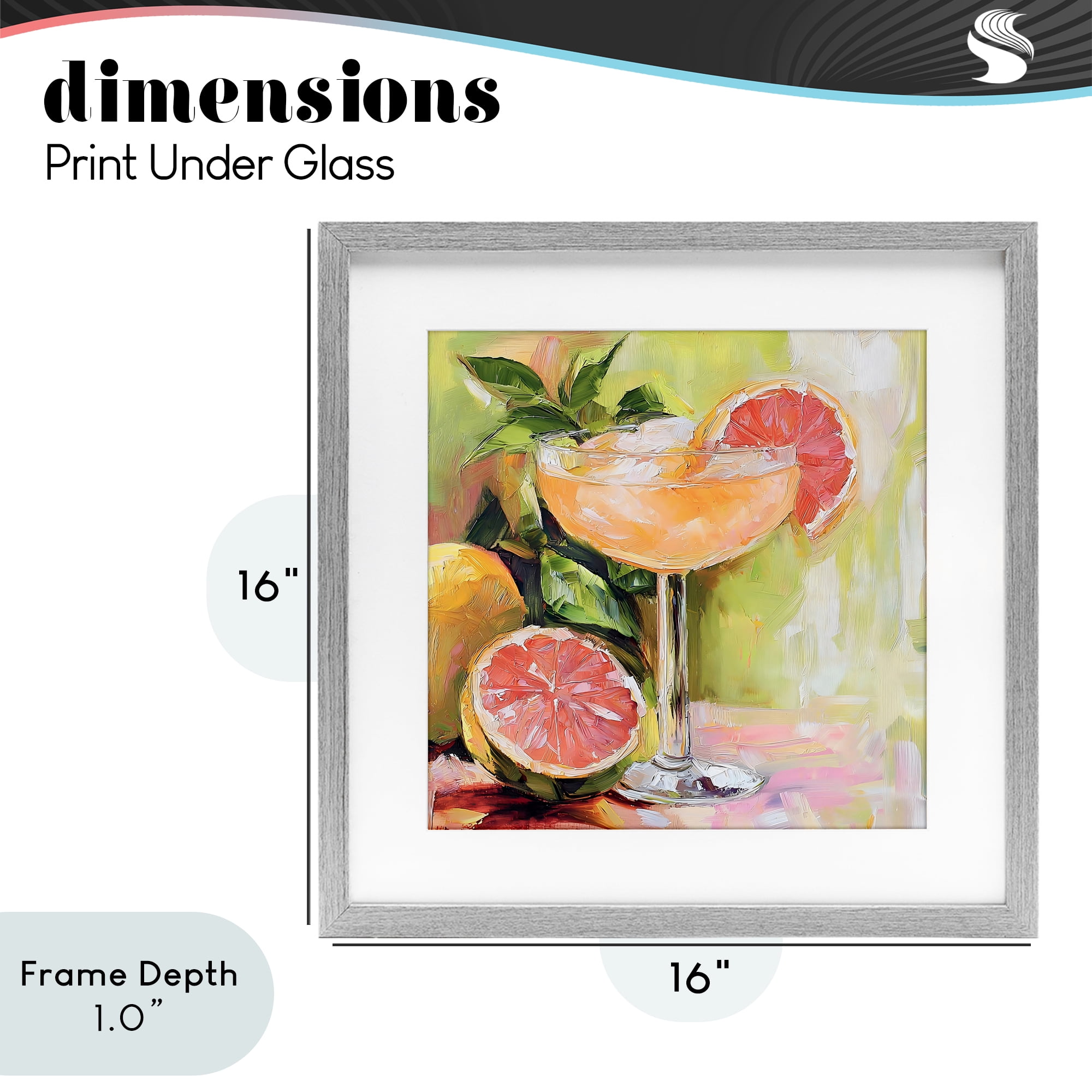 Stupell Industries Grapefruit Summer Cocktail Gray Framed Print Under Glass, design by Riley B