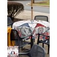 thumbnail image 4 of Outdoor Tablecloth with Umbrella Hole and Zipper, Pink Valentine's Day Square Table Cloth 54x54 Inch Waterproof Tablecloth, Gnomes Floral Eucalyptus Leaves Wooden Picnic Table Cover for Patio Camping, 4 of 7