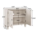 thumbnail image 5 of CQSXDA 33.6 Inch Wooden Sideboard Buffet Cabinet in Walnut with Geometric Design for Entryway and Kitchen Storage，Antique White, 5 of 10
