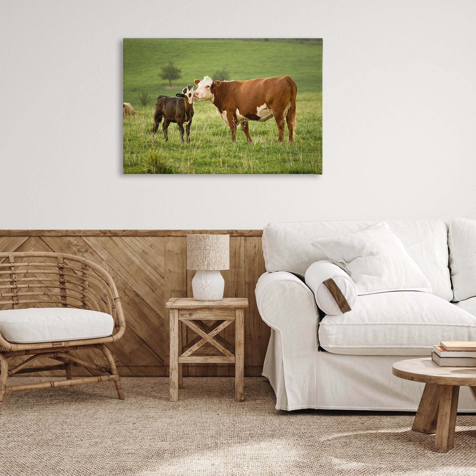 Stupell Industries Cow & Calf Preening Animals Photography Wrapped Canvas Art Print Wall Art, 36 x 24