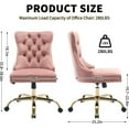 thumbnail image 3 of Upholstered Tufted Office Chair with Golden Metal Base, Adjustable Desk Chair Swivel Office Chair Armless Office Chair for Bedroom Livingroom Game Study Makeup Chair, 3 of 8