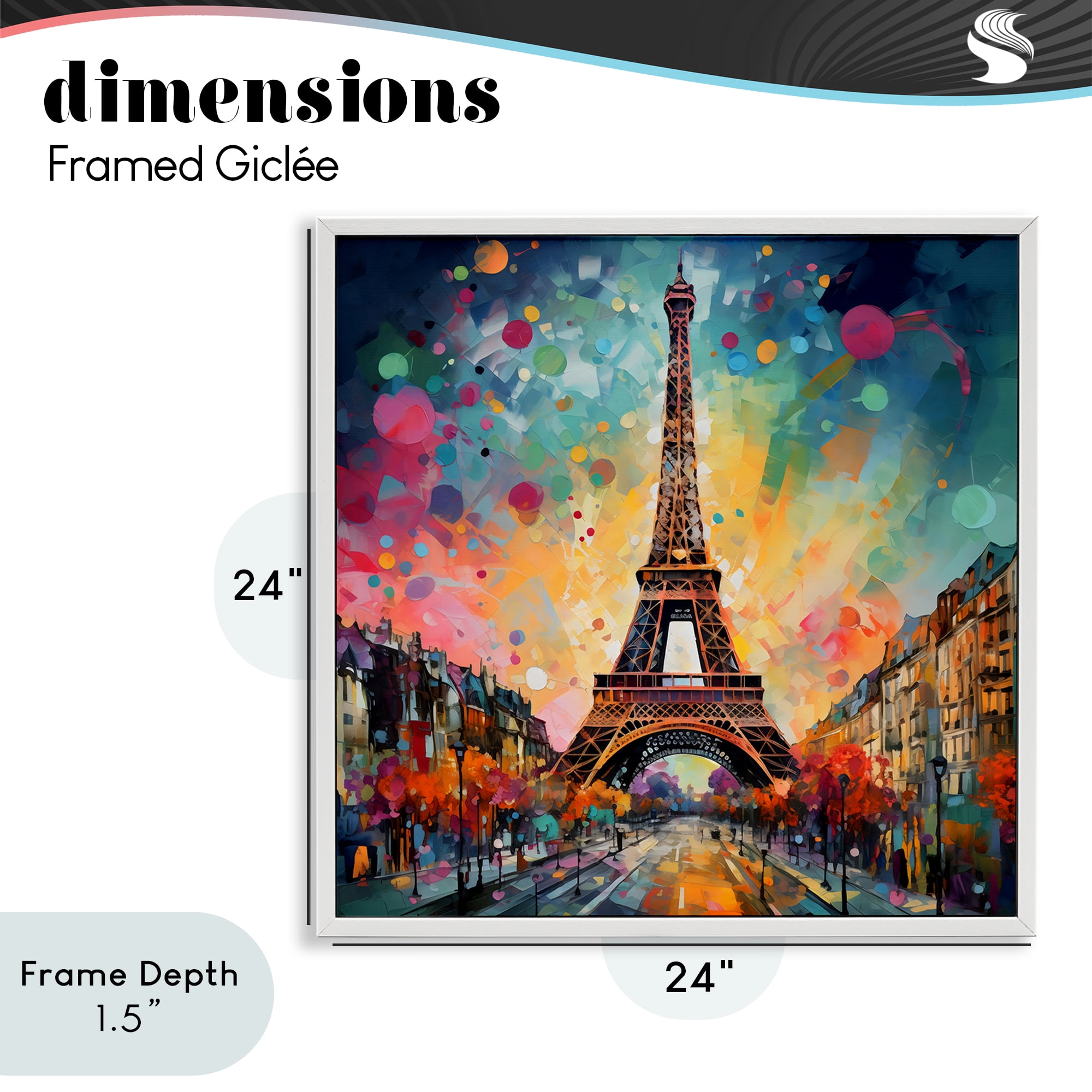 Stupell Industries Eiffel Tower with Vibrant Dots White Framed Giclee Art, design by Creative Studio