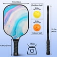 thumbnail image 4 of Pickleball Paddles Set Of 2, Fiberglass Surface, Turquoise Marble Pattern, 4 Balls & Bag, 4 of 5