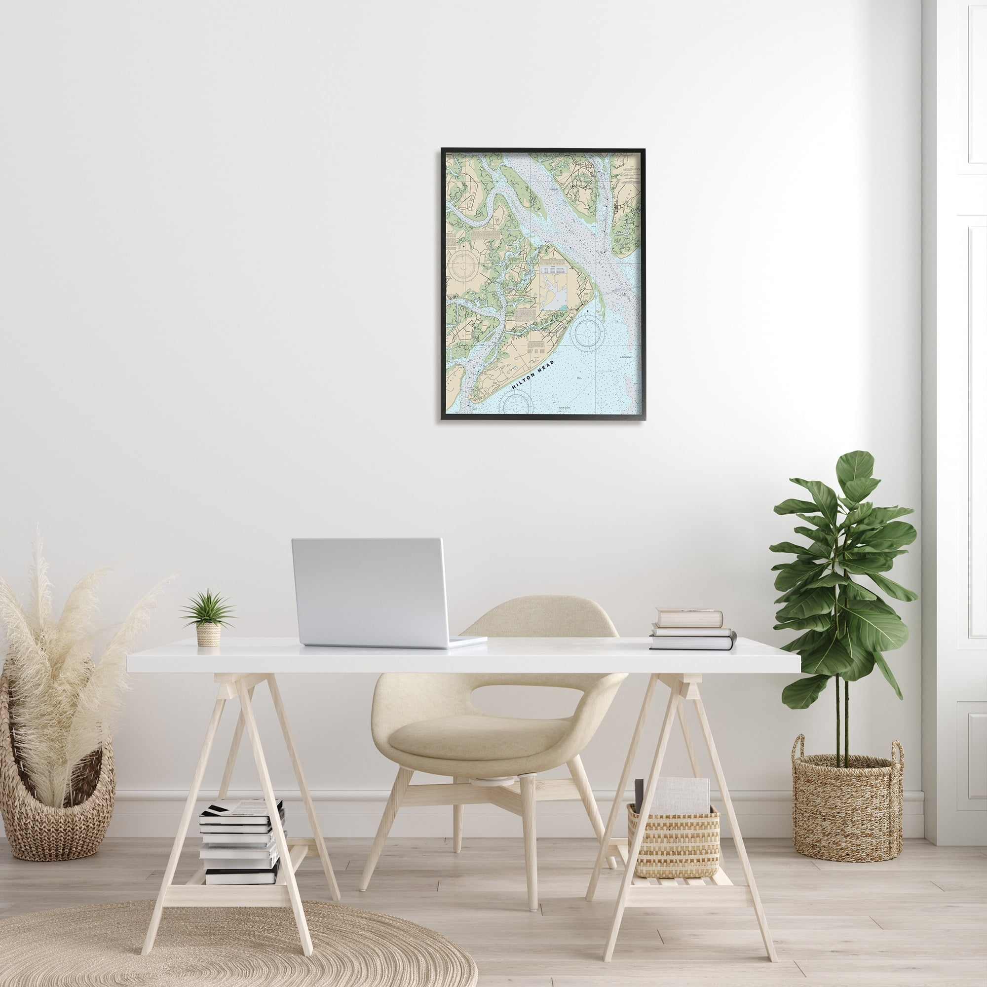 Stupell Industries Hilton Head South Carolina Coastal Nautical Map , 24 x 30, Designed by Daphne Polselli