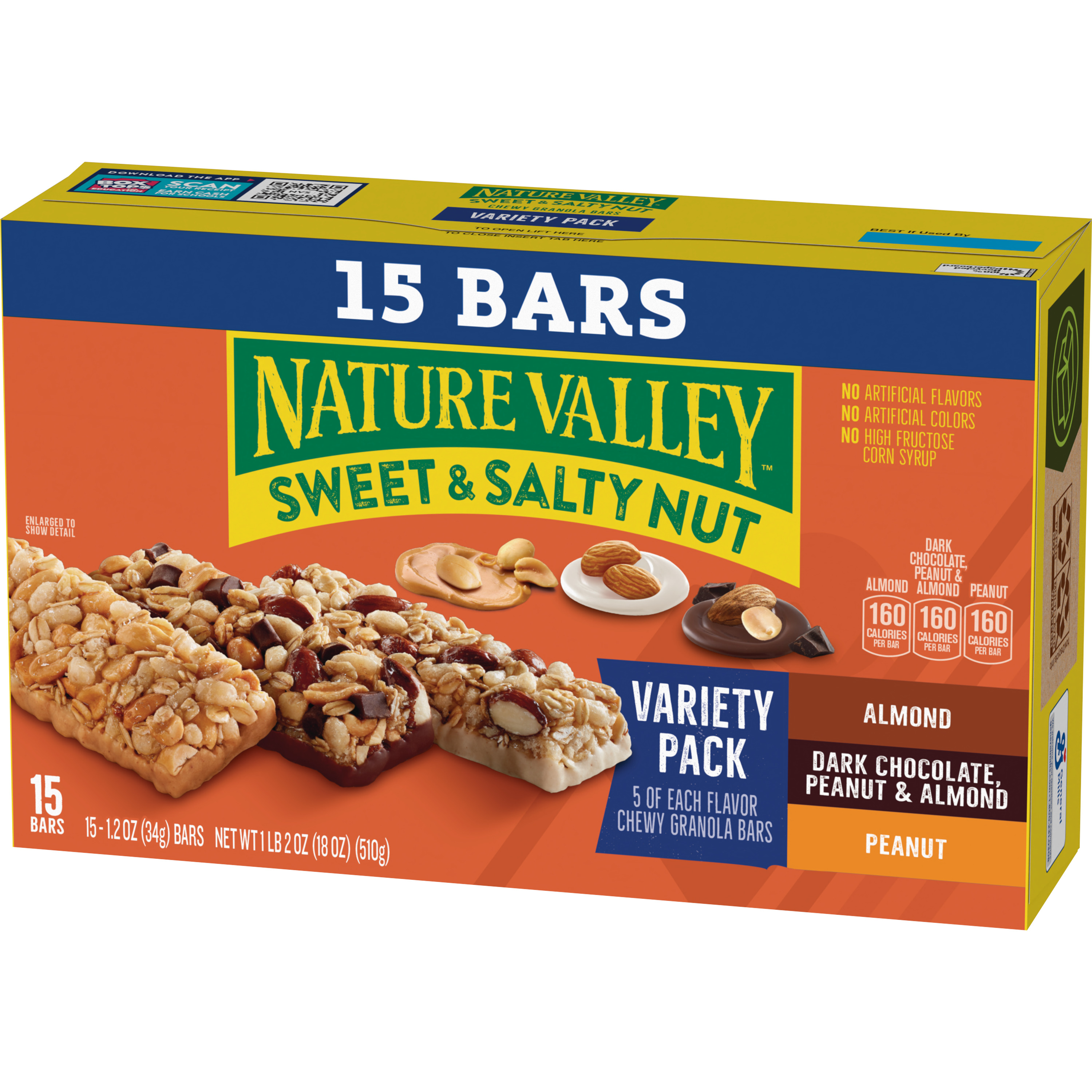 Nature Valley Sweet and Salty Nut Granola Bars, Variety Pack, 15 Bars, 18 oz