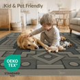 thumbnail image 4 of ODIKA 3'x5' Washable Throw Rug Gray Stone Skull and Bones Design Intricate Geometric Gothic Motifs for Entryway, Kitchen, Mudroom, Stain Resistant, Low Profile, Non-Slip, 4 of 7