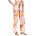 thumbnail image 2 of Dailycode Women's Pajama Pants Wide Leg Lounge Pj Bottoms With Pockets Strawberry Orange Daisy Flower, 2 of 7