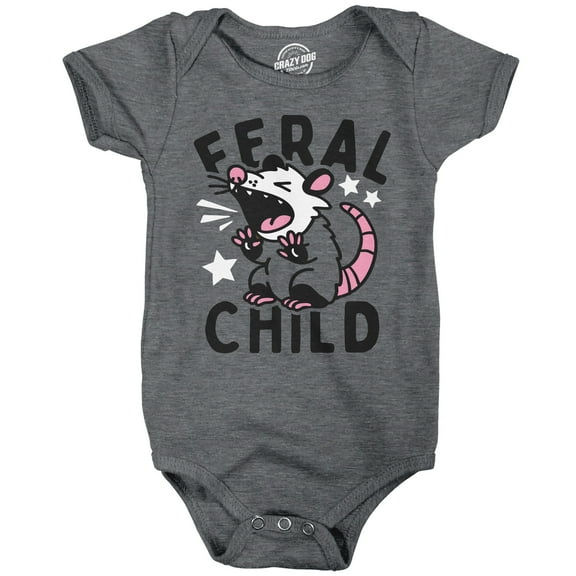Feral Child Baby Bodysuit Funny Sarcastic Wild Animal Graphic Novelty Jumper for Infants