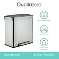 thumbnail image 2 of Qualiazero Kitchen Trash Can, 16 Gallon Stainless Steel Step Dual Compartment Reclcying Garbage Bin with Soft Close Lid, Silver, 2 of 12