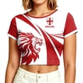 thumbnail image 2 of HOWPAY Graphic Baby Tee National Flag England Soccer Shirt Crop Tops T-Shirt Croatia Short Sleeve Slim Fit Retro Sports Jersey Red M, 2 of 6