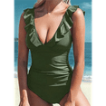 thumbnail image 5 of Women'S Ruffled One Piece Swimsuit V Neck Lace Up Green M, 5 of 6
