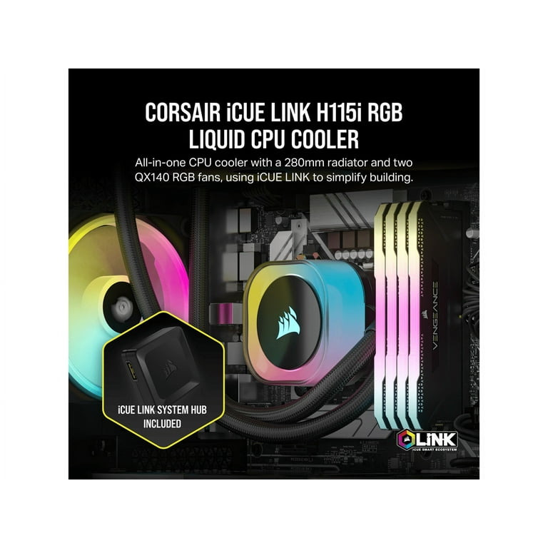 CORSAIR iCUE Link H115i RGB Liquid CPU Cooler - 280mm AIO - QX140