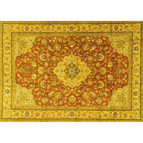 Ahgly Company Indoor Rectangle Persian Yellow Traditional Area Rugs, 7' x 9'