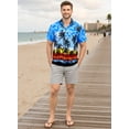 thumbnail image 4 of HAPPY BAY Men's Hawaiian Shirts Short Sleeve Button Down Shirt Men's Casual Shirts Vacation Tropical Beach Summer Party Shirts for Men Funny L Island View, Blue, 4 of 7