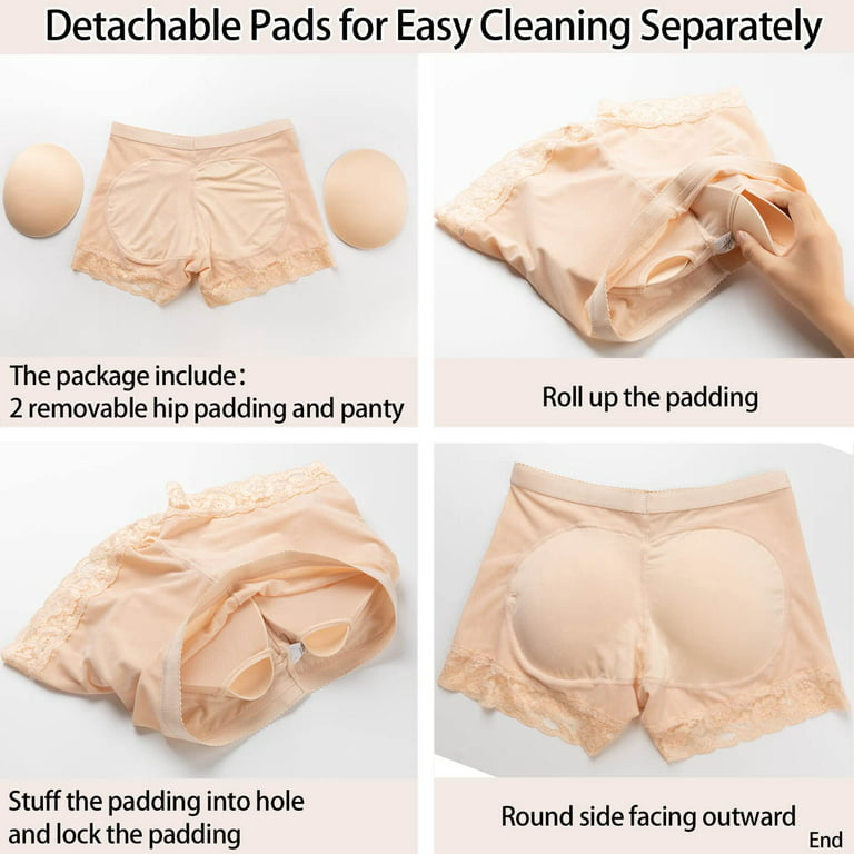 MISS MOLY Women Lace Padded Seamless Butt Lifter Hip Enhancer Shaper  Panties Underwear 2 Pack