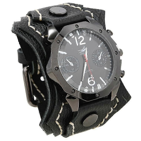 Reloj de pulsera de cuero cosido a mano para hombre