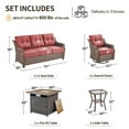 thumbnail image 4 of Gymojoy 5 Piece Outdoor Patio Furniture Set with Fire Pit Table,Rattan Sofa Swivel Glider Conversation Seating Group with 6 inch Thick Cushions, 4 of 11