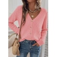 thumbnail image 4 of PRETTYGARDEN Women's Cozy Cardigan Sweater with Button V Neck Long Sleeve Tops Open Front for Fall Clothes Knit Winter Clothing Solid Business Casual & Vacation Outfits, 4 of 8