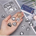 thumbnail image 3 of 1 caja de 24 dijes de gato estilo gótico con esmalte blanco y negro para Ouijas, dijes de tarot plateados, colgantes con forma de corazón y lágrima de sol., 3 of 9