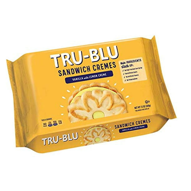 TruBlu Vanilla Cookies with Lemon Cream, 12 Ounce (Pack of 3