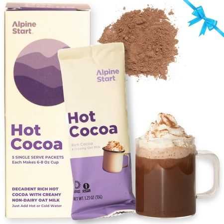 Alpine Start Instant Hot Cocoa Mix - Individual Packets with Organic Oatmilk and Pure Cocoa - Rich and Creamy Hot Chocolate Powder, Vegan and Dairy-Free (5 Packets)