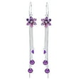 thumbnail image 2 of Cevemin Elegant Tassel Drop Earrings with Purple Flower Design - 925 Sterling Silver Dangle Jewelry, Stylish & Versatile Gift for Women, 2 of 5