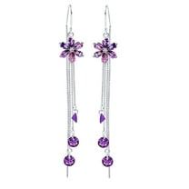 Elegant Tassel Hanging Earrings 925 Purple Flower Versatile And Fashionable Exquisite Women's Jewelry Gift