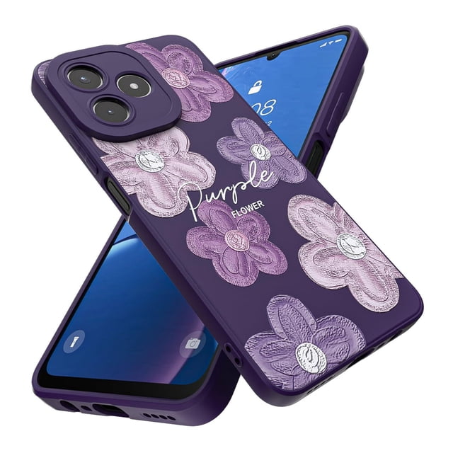Threehao Funda para Realme Note 50 Case Uso Rudo, Ultra Delgado Flexible Púrpura Suave TPU Silicona