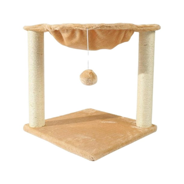 Poste para rascar gatos, torres de árboles para gatos, hamaca de juguete de animales de tela de terciopelo, pelota de juguete interactiva