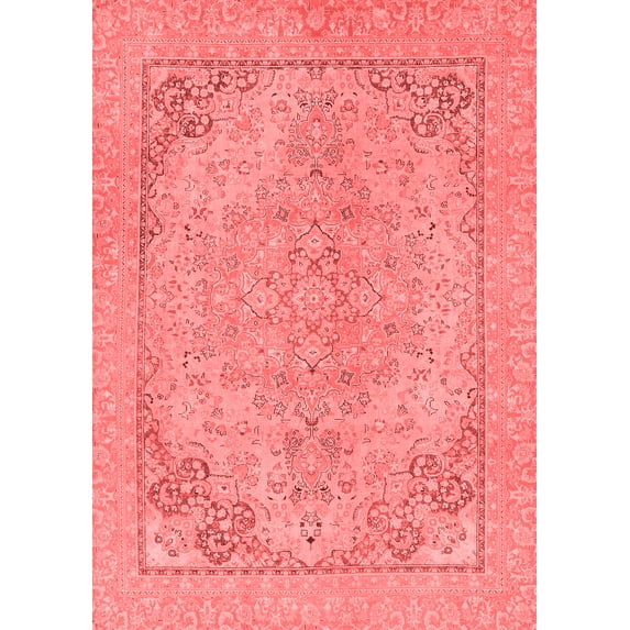 Ahgly Company Machine Washable Indoor Rectangle Abstract Red Modern Area Rugs, 8' x 10'