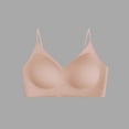 thumbnail image 2 of Womens Wire Free Bra, Full Coverage V Neck Medium Support Bra with Spaghetti Straps, Lounge Comfort Bra | VerBelle,Khaki S, 2 of 6