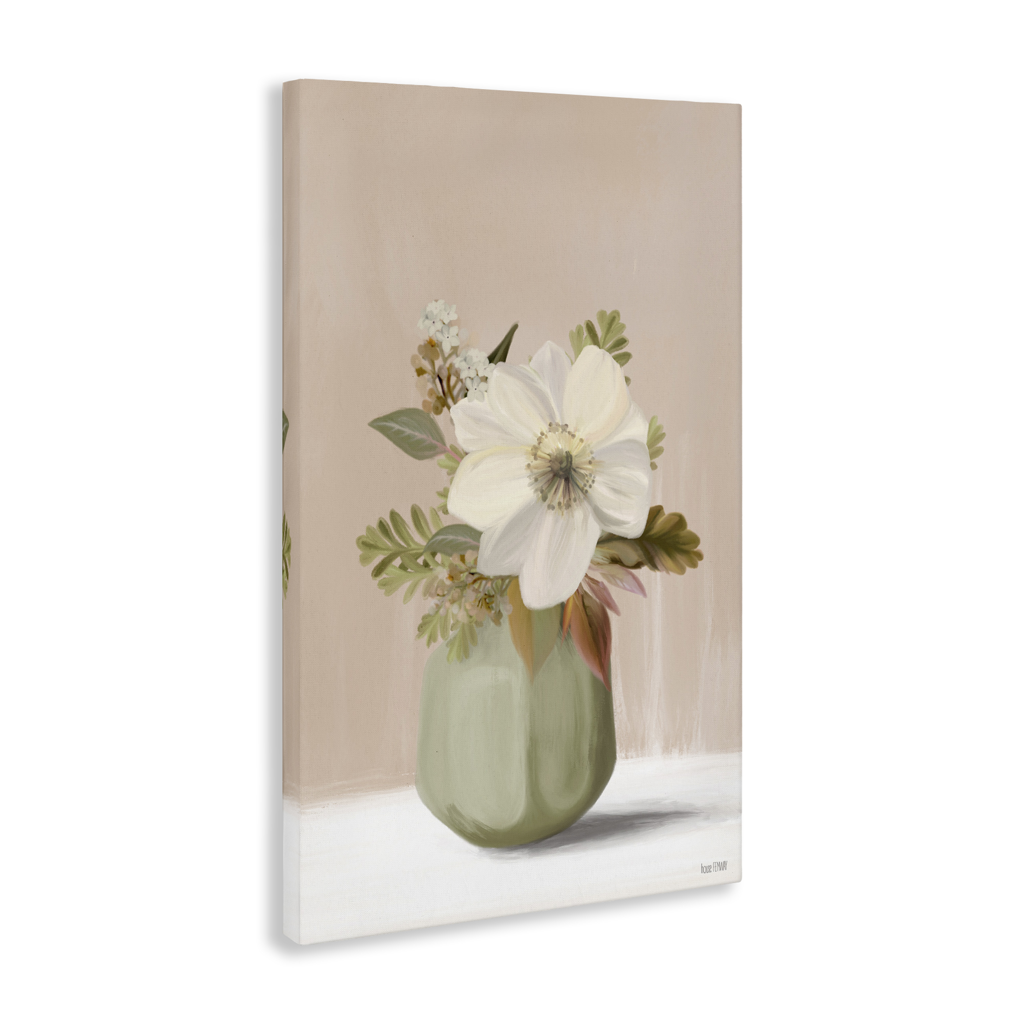 Stupell Industries Peach Pink Vase Botanical & Floral Painting Gallery Wrapped Canvas Art Print Wall Art, 30 x 45