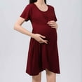 thumbnail image 4 of VEKDONE Clearance Nursing Nightgown Dresses, 3 In 1 Maternity Nightgown Short Sleeve Nursing Gown Breasfeeding Pregnancy Sleepwear Delivery Dress Wine S, 4 of 6