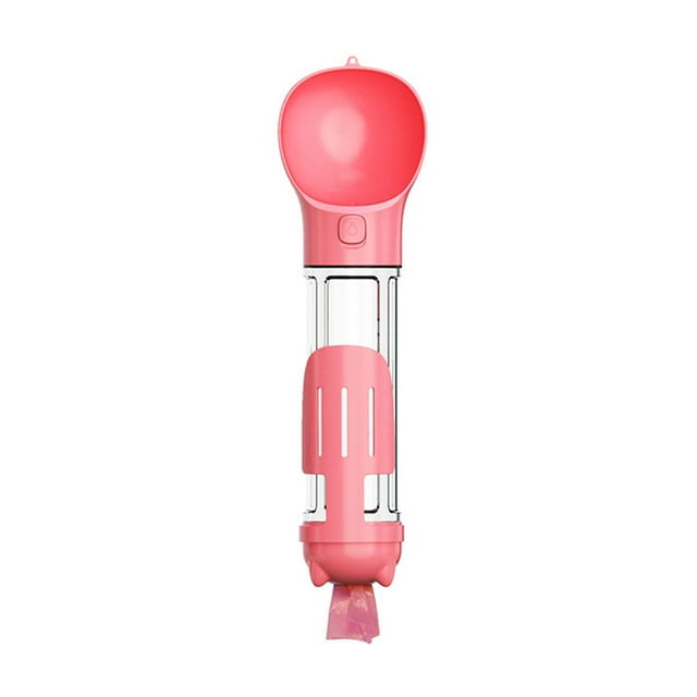 Portable Dog Cat Water Bottle Food Feeder Drinker Poop Dispenser 3 In 1 Leak-proof Multifunctional