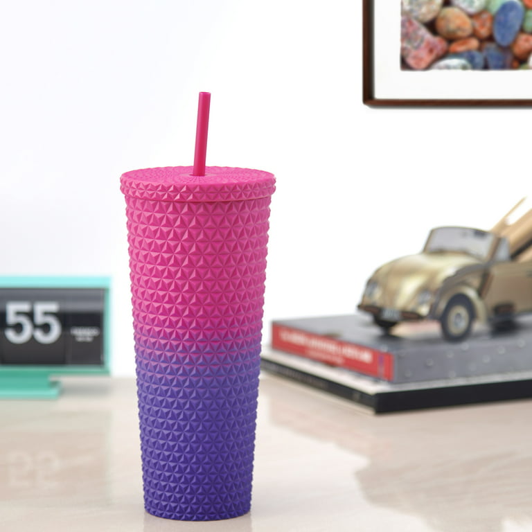 2021 New Coming Double Wall Matte Finish Reusable 24oz Rainbow Gradient  Color Plastic Straw Cup Double Wall Tumbler With Straw - Mugs - AliExpress