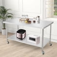 thumbnail image 3 of Stainless Steel Prep Table - 60x24x35 Inch, with Caster Wheels, Hooks, Enhanced Durability, Easy Assembly, Ideal for Kitchen, Garage, Workshop, 3 of 6