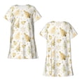thumbnail image 3 of Salouo Gold Christmas Tree Print Short Sleeve Sleepshirt for Womens Comfy Nightgown Scoopneck Cute Nightdress Ruffle -Large, 3 of 4