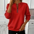 thumbnail image 2 of Womens Half Zip Sweatshirts Loose Cotton Fleece Casual Crewneck Pullover Tops Solid Color Fall Clothes 2025 (2XL, Red), 2 of 5