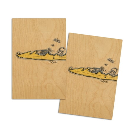 

Long Beach Island New Jersey Vintage Map (square) 1 of 4 (4x6 Birch Wood Postcards 2-Pack Stationary Rustic Home Wall Decor)