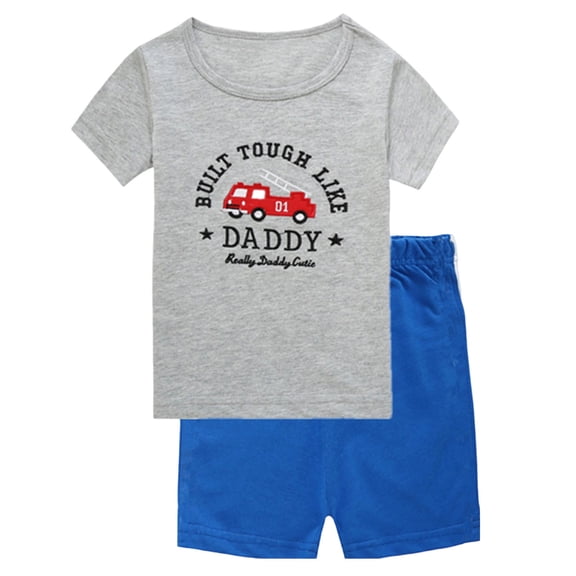 Linfrsh Boy Clothes 3t Toddler Boy Summer Clothes Outfits Kids Cotton Short Sleeve Shirt Shorts Set(Grey,4-5 Years)